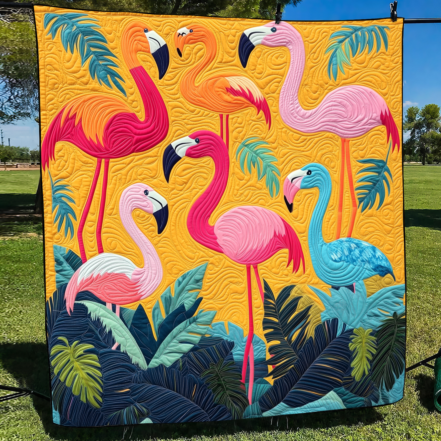 Adorable Flamingo Quilted Blanket Room Decorations Gift For Dad - Tradiviet