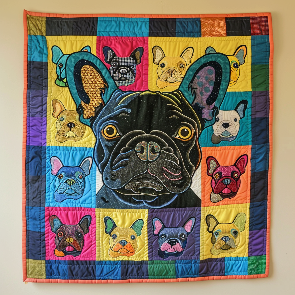 Adorable French Bulldog Quilted Blanket Decorations For Your Room Gift For Wife - Tradiviet