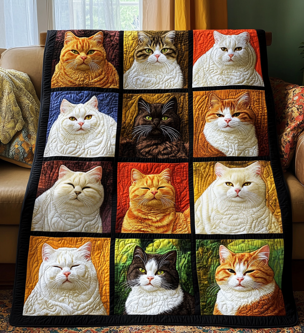 Adorable Kitten Quilted Blanket Cute Room Decor Gift For Sister - Tradiviet
