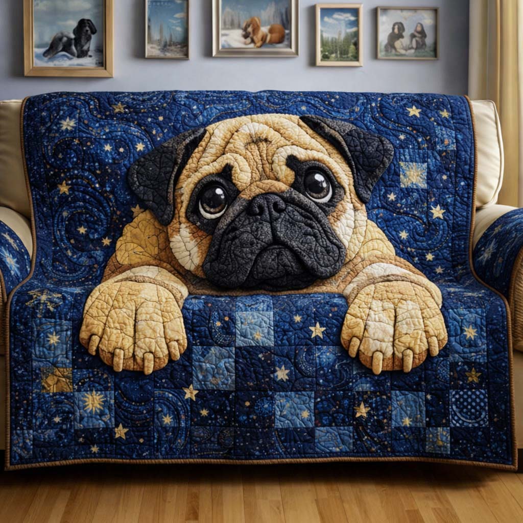 Adorable Pug Quilted Sofa Cover Pet Home Couch Cover Bear Gifts For Him - Tradiviet