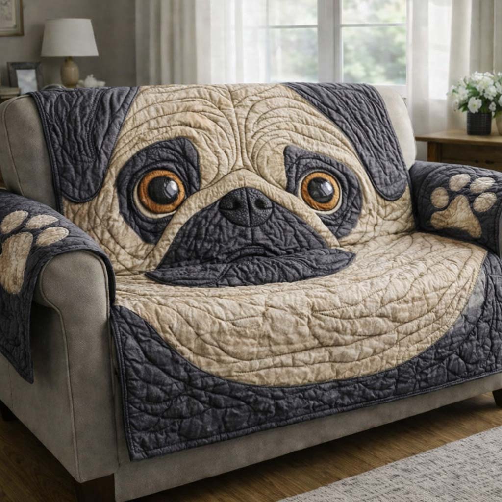 Adorable Pug Quilted Sofa Cover Pet Home Couch Cover Unique Home Decor Finds - Tradiviet