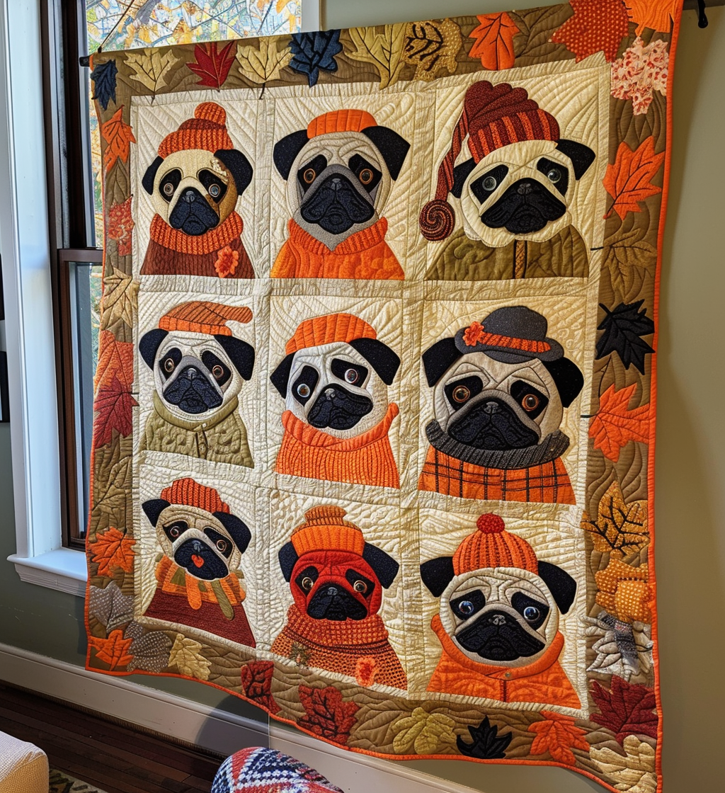 Adorable Pugs Quilted Blanket Bohemian Bedroom Furniture Gift For Nana - Tradiviet