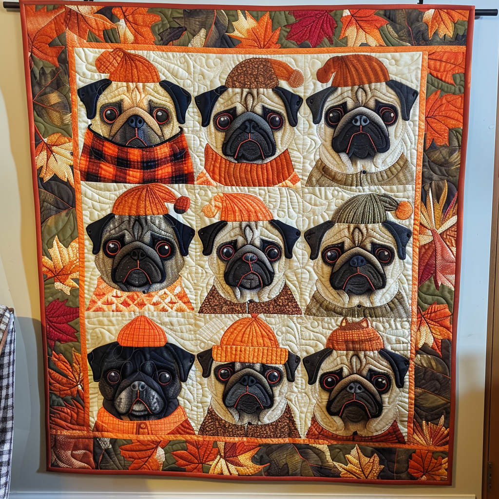 Adorable Pugs Quilted Blanket Home Decor Gift For Friend - Tradiviet