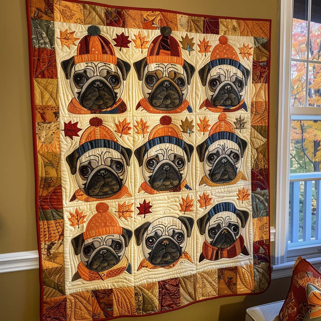 Adorable Pugs Quilted Blanket Room Decor Gift For Bestie - Tradiviet