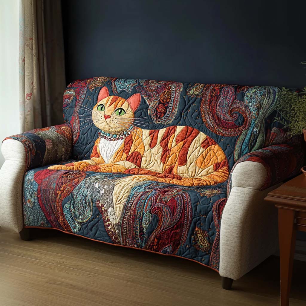 Adorable Purr Quilted Sofa Cover Chic Home Room Decor Room Decor Gift Ideas - Tradiviet