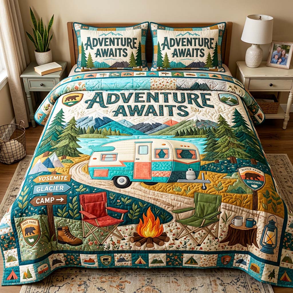 Adventure Camp Quilted Bedding Set Adventure Camp Hideaway Gift For Adventure Camp - Tradiviet