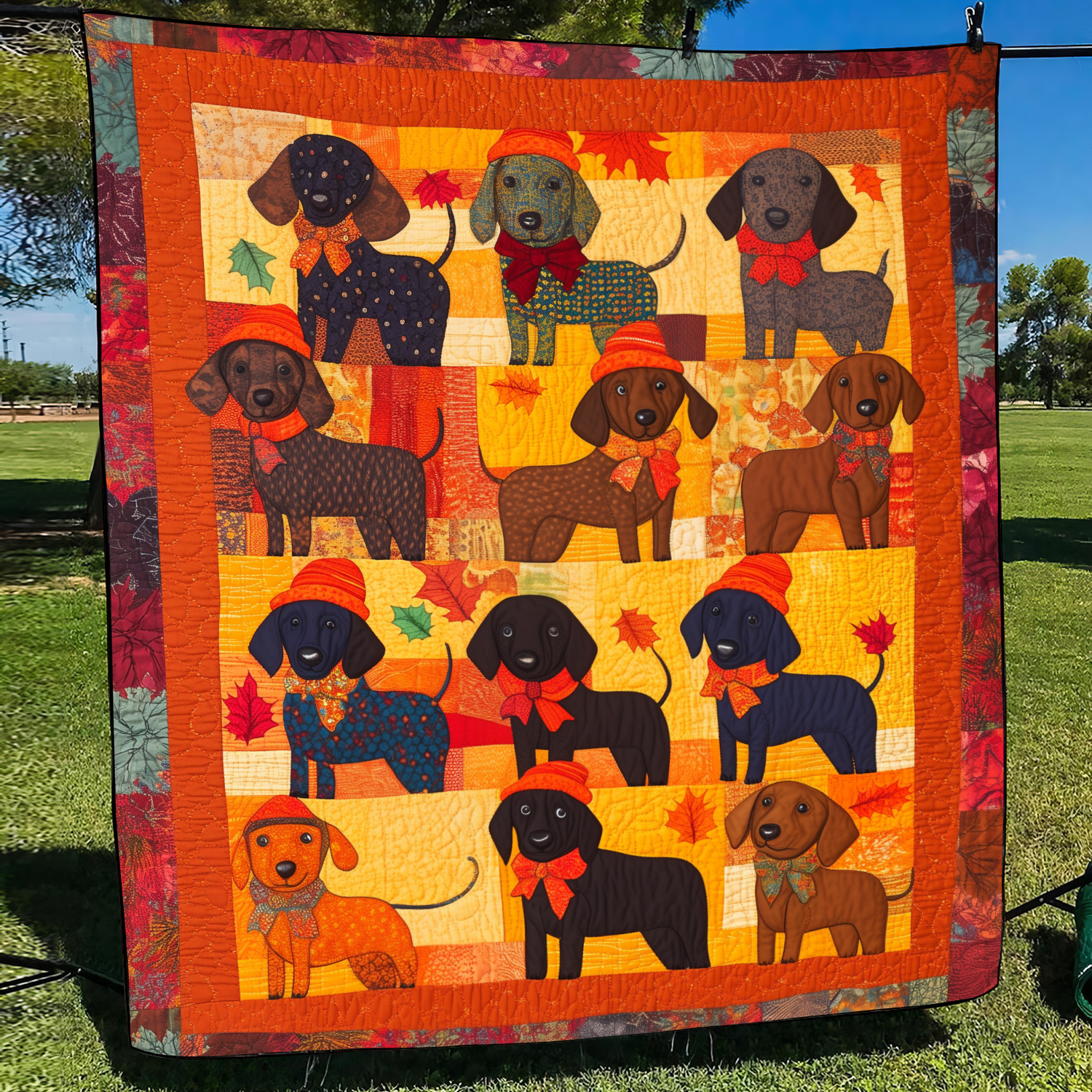 Affectionate Dachshunds Quilted Blanket 4Th Of July Gift For Girls - Tradiviet
