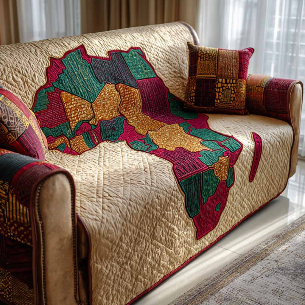 Africa Heirloom Quilted Sofa Cover Couch Covers Sofa Cover Black History Month Gifts - Tradiviet