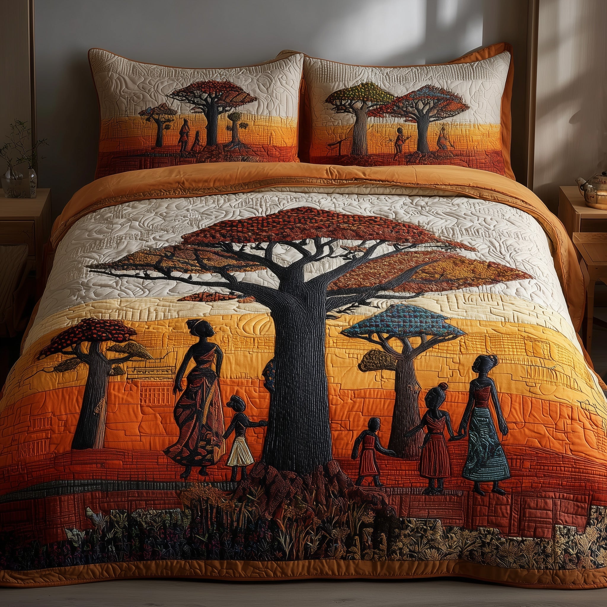 African Dream Quilted Bedding Set African Dream Coverlet Gift For African Dream - Tradiviet