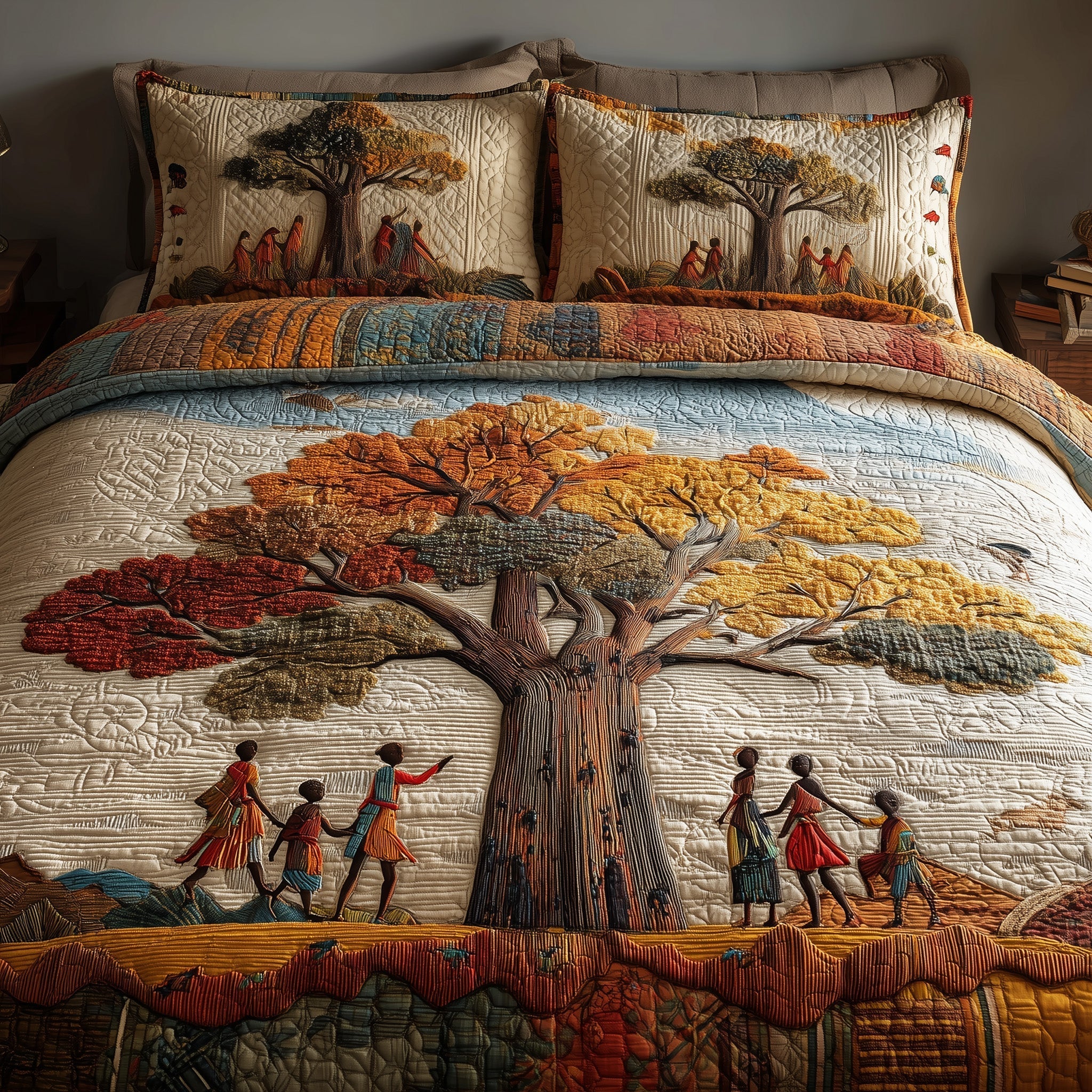 African Dream Quilted Bedding Set African Dream Woodland Gift For Dream Lovers - Tradiviet