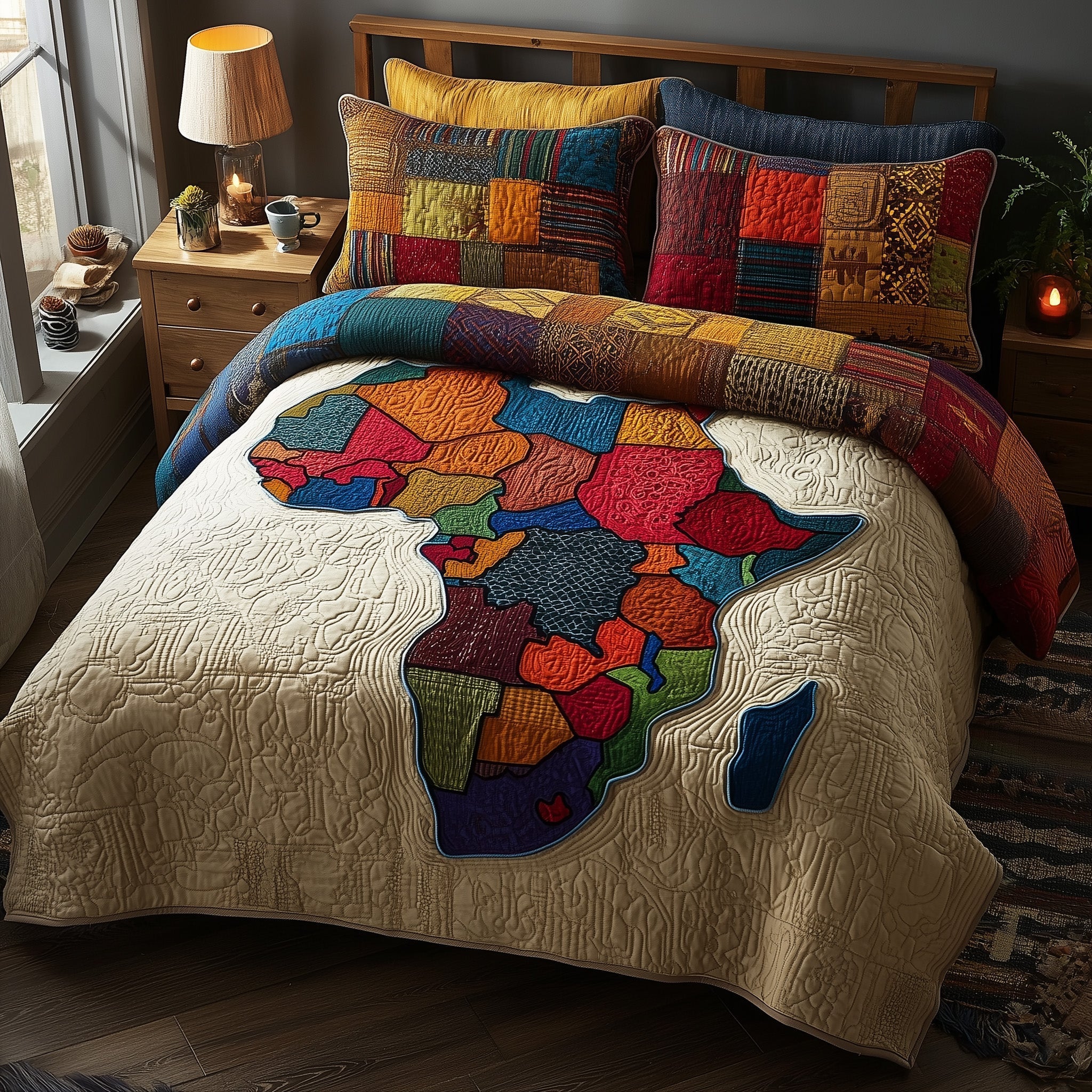 African Heritage Quilted Bedding Set African Heritage Look Gift For African Dad - Tradiviet