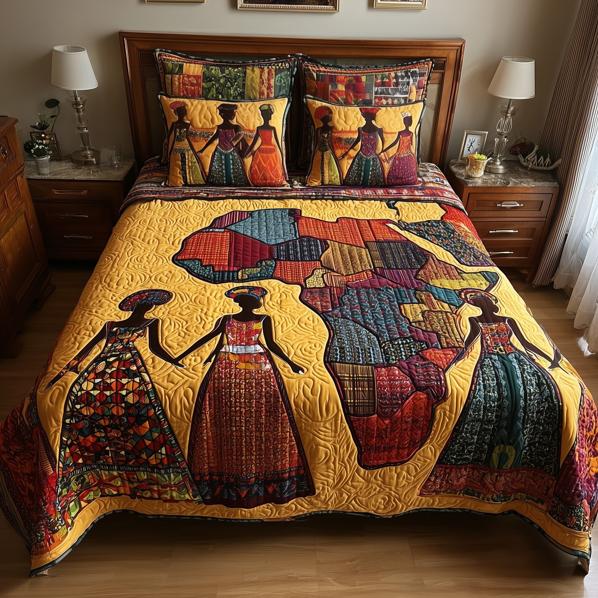African Heritage Quilted Bedding Set African Heritage Story Gift For African Wife - Tradiviet