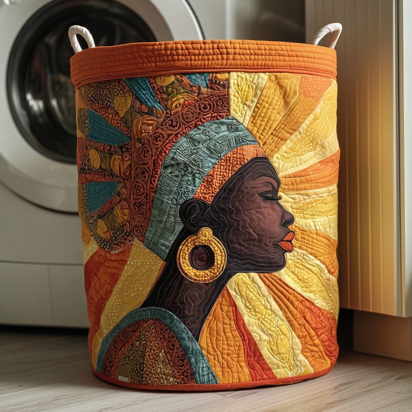 African Women Quilted Laundry Basket Best Hamper Basket Best African American Gifts - Tradiviet