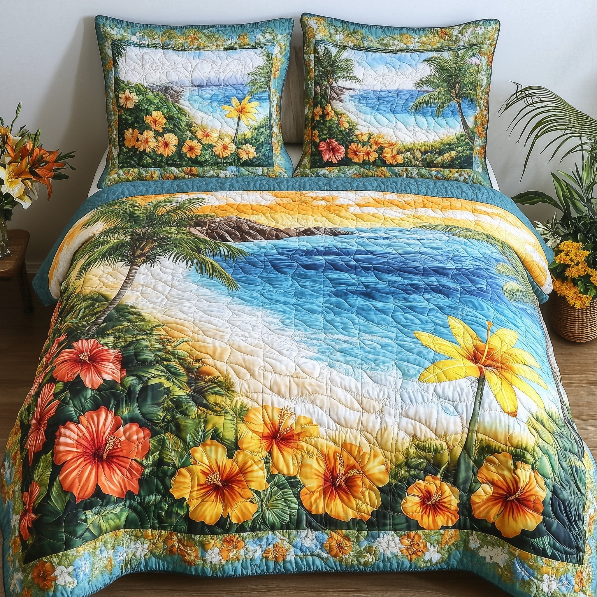 Aloha Beach Quilted Bedding Set Aloha Beach Holiday Gift For Aloha Beach - Tradiviet