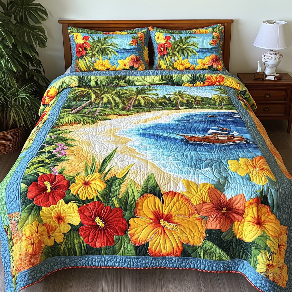 Aloha Beach Quilted Bedding Set Aloha Beach Vintage Gift For Aloha Lovers - Tradiviet