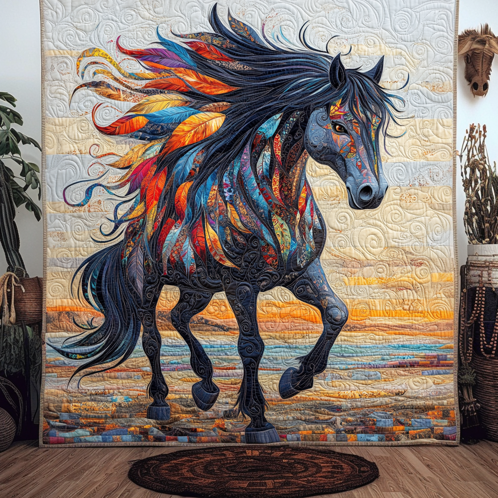 Alpha Horse Quilted Blanket Best 4Th Of July Gift For Indoor Decor - Tradiviet