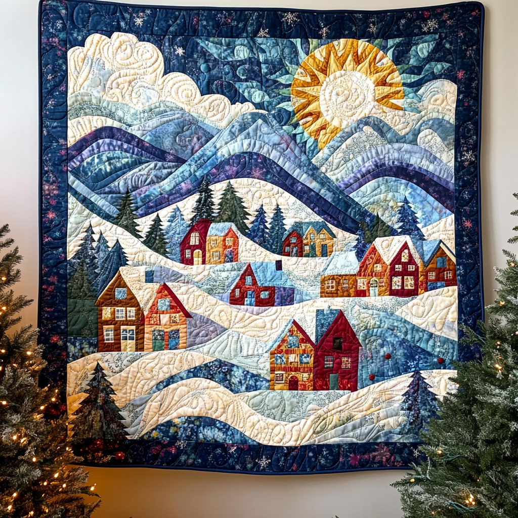 Alpine Village Charm Quilted Blanket Independence Day Gift For Boho Decor - Tradiviet