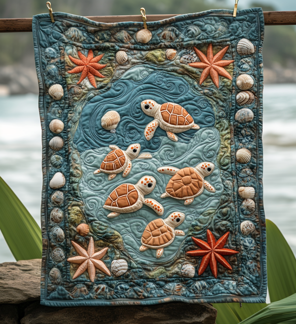 Amazing Turtles Art Quilted Blanket Independence Day Gift For Modern Decor - Tradiviet