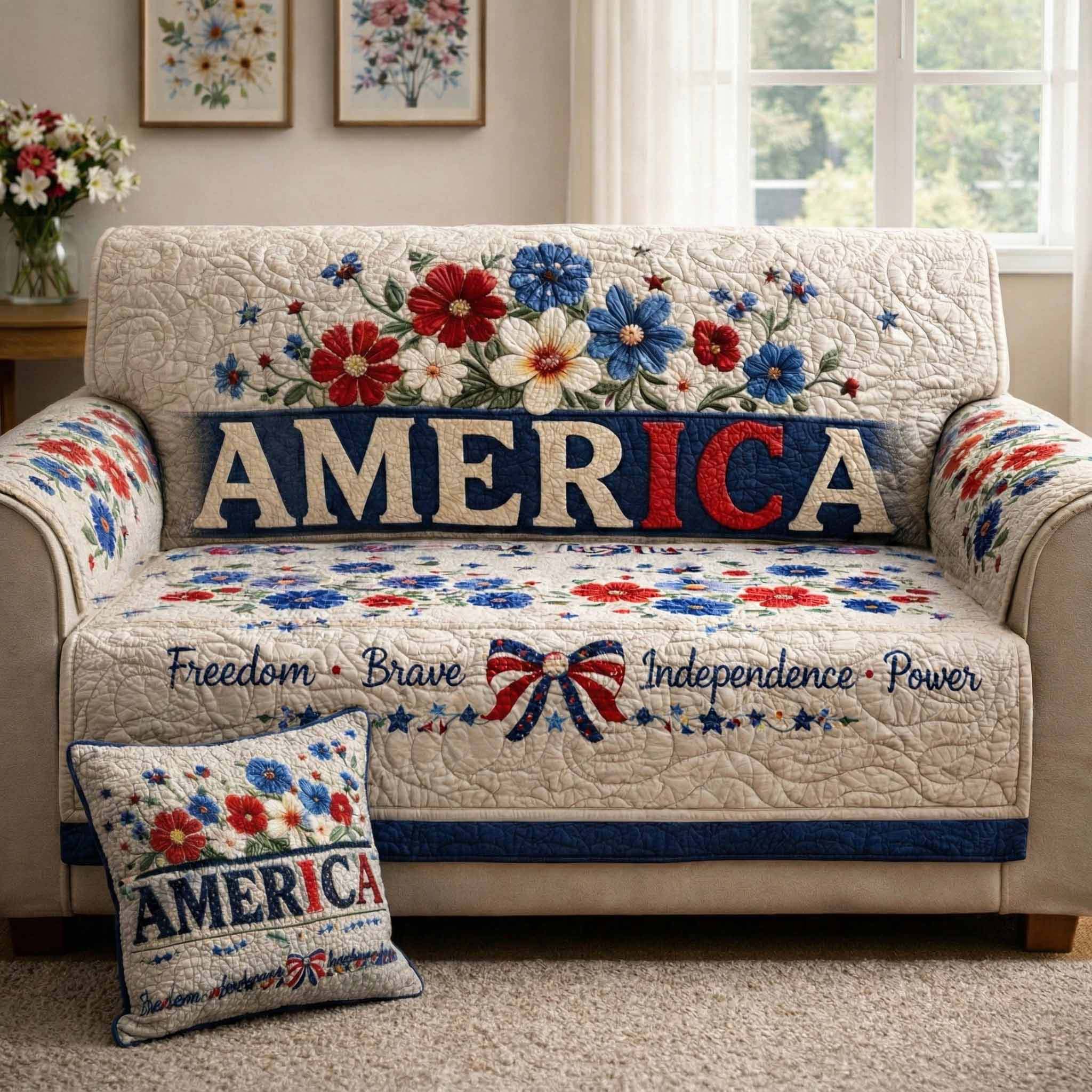America Pride Quilted Sofa Cover Wall Room Decor Gifts For Home Lovers - Tradiviet