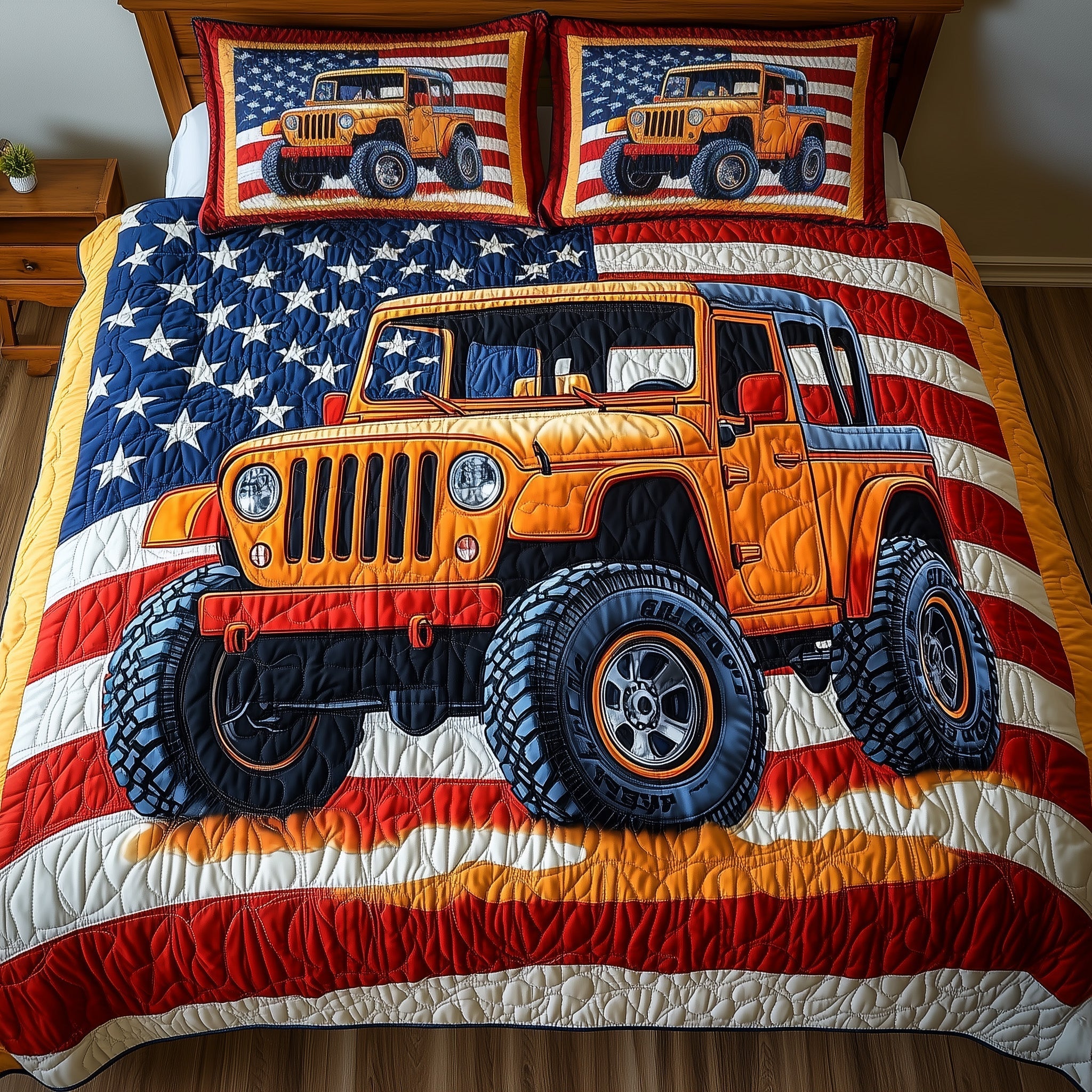 American Adventure Quilted Bedding Set American Adventure Aesthetic Gift Ideas - Tradiviet