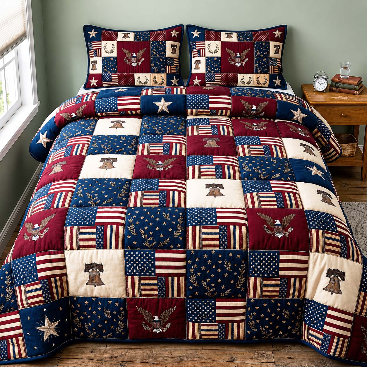 American Flag Quilted Bedding Set American Flag Home Gift For Flag Fans - Tradiviet