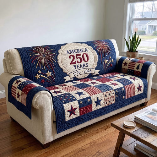 American Pride Quilted Sofa Cover Patriotic Home Couch Cover Gifts For Room Decor - Tradiviet