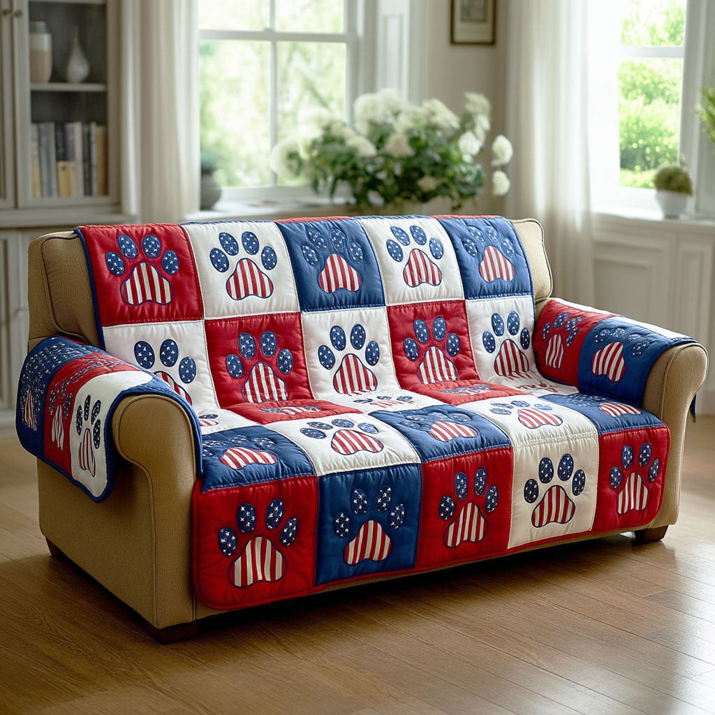 Americana Paw Quilted Sofa Cover Nice Sofa Covers Fourth Of July Gifts - Tradiviet