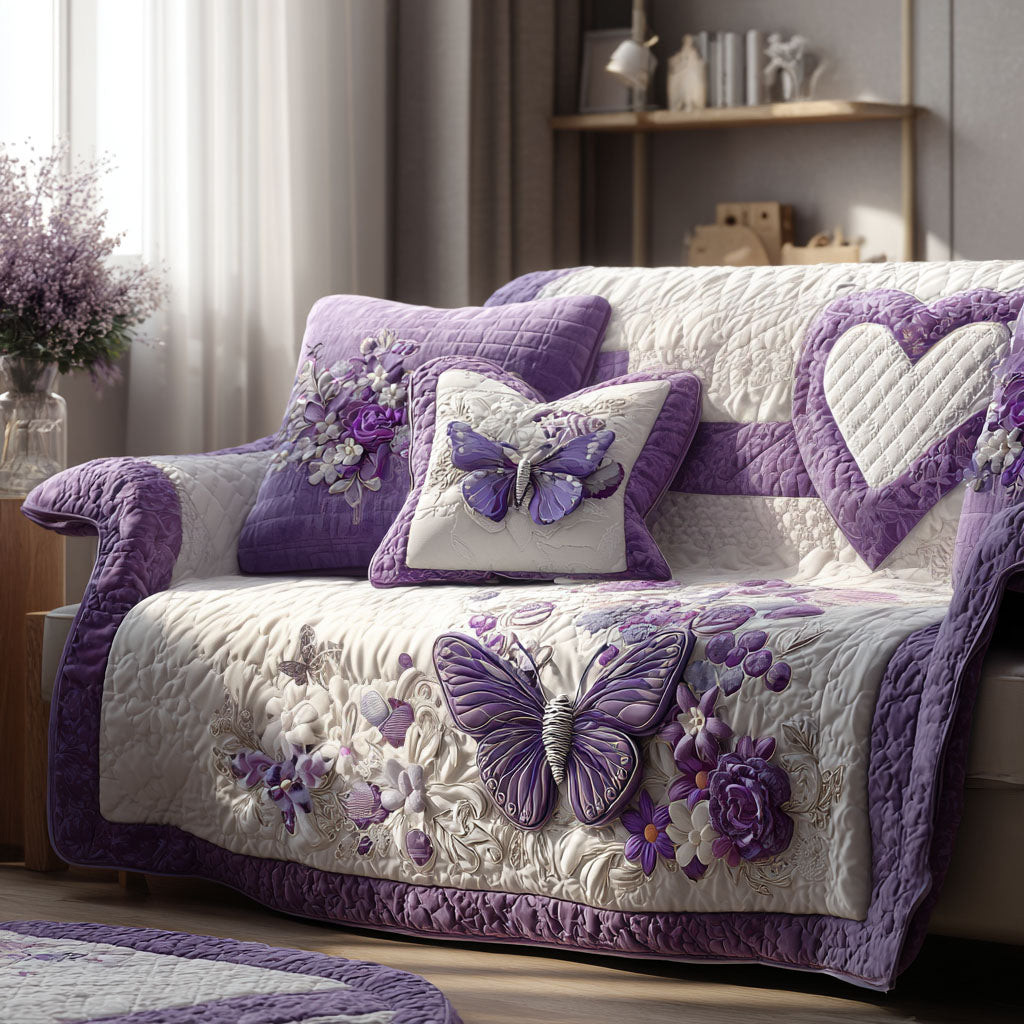 Amethyst Wings Quilted Sofa Cover Sofa Covers For Sale Unusual Butterfly Gifts - Tradiviet