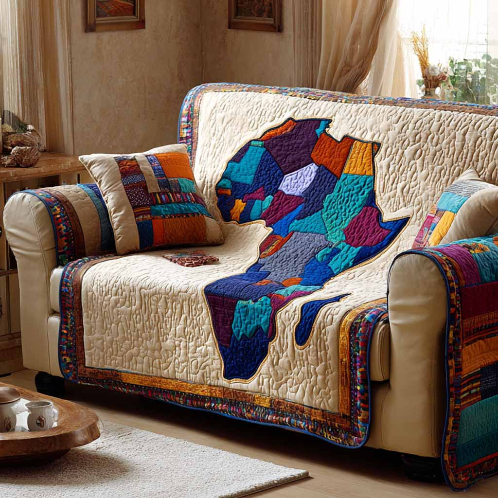Ancestral Africa Quilted Sofa Cover Large Couch Cover African American Gifts For Her - Tradiviet