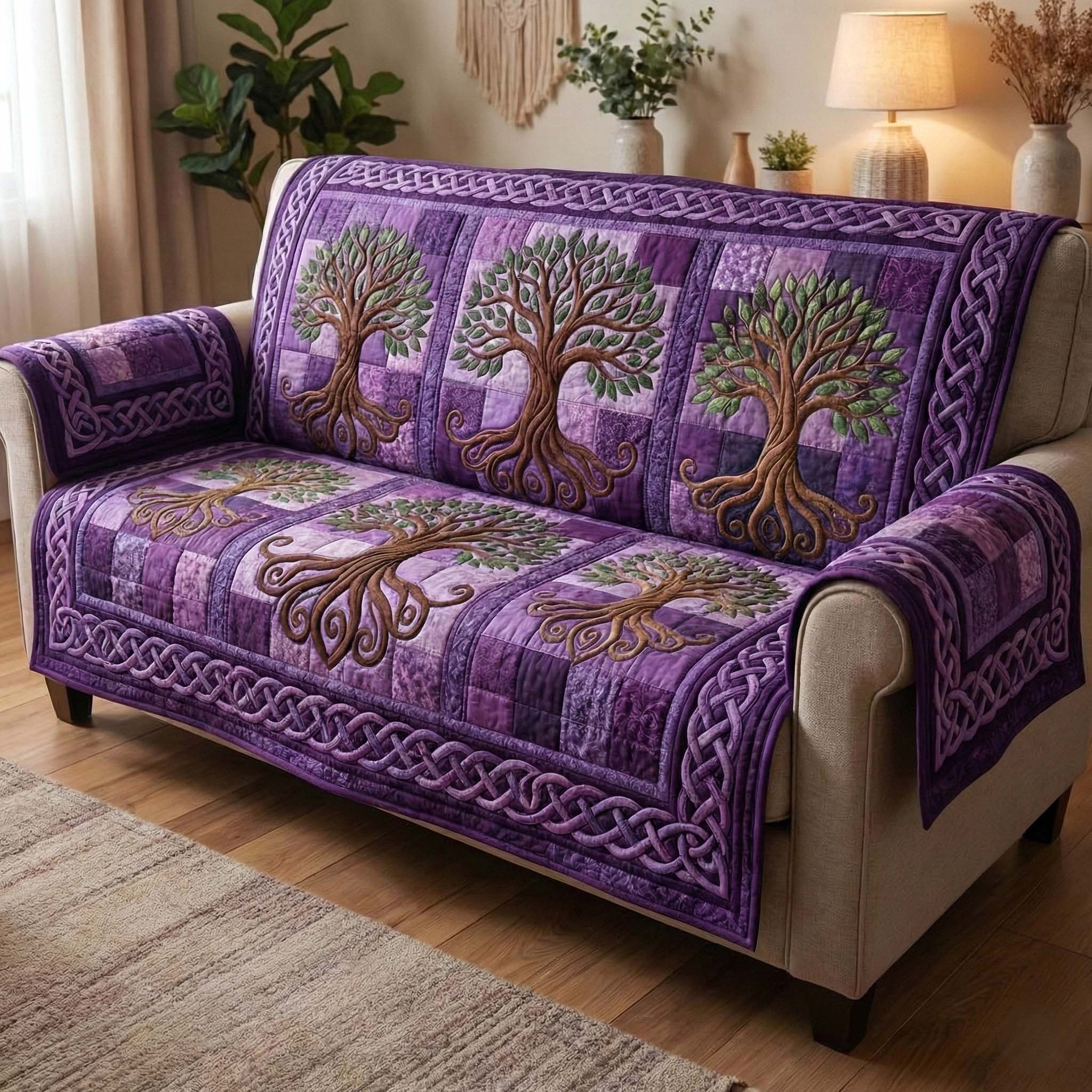 Ancestral Axis Quilted Sofa Cover Tribal Home Couch Cover Gift For Home Decorators - Tradiviet