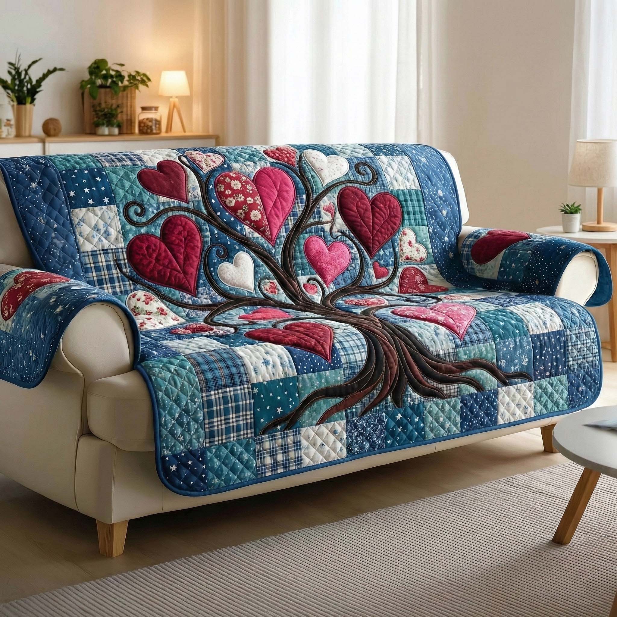 Ancestral Axis Quilted Sofa Cover Tribal Home Couch Cover Home Lover Gift Ideas - Tradiviet