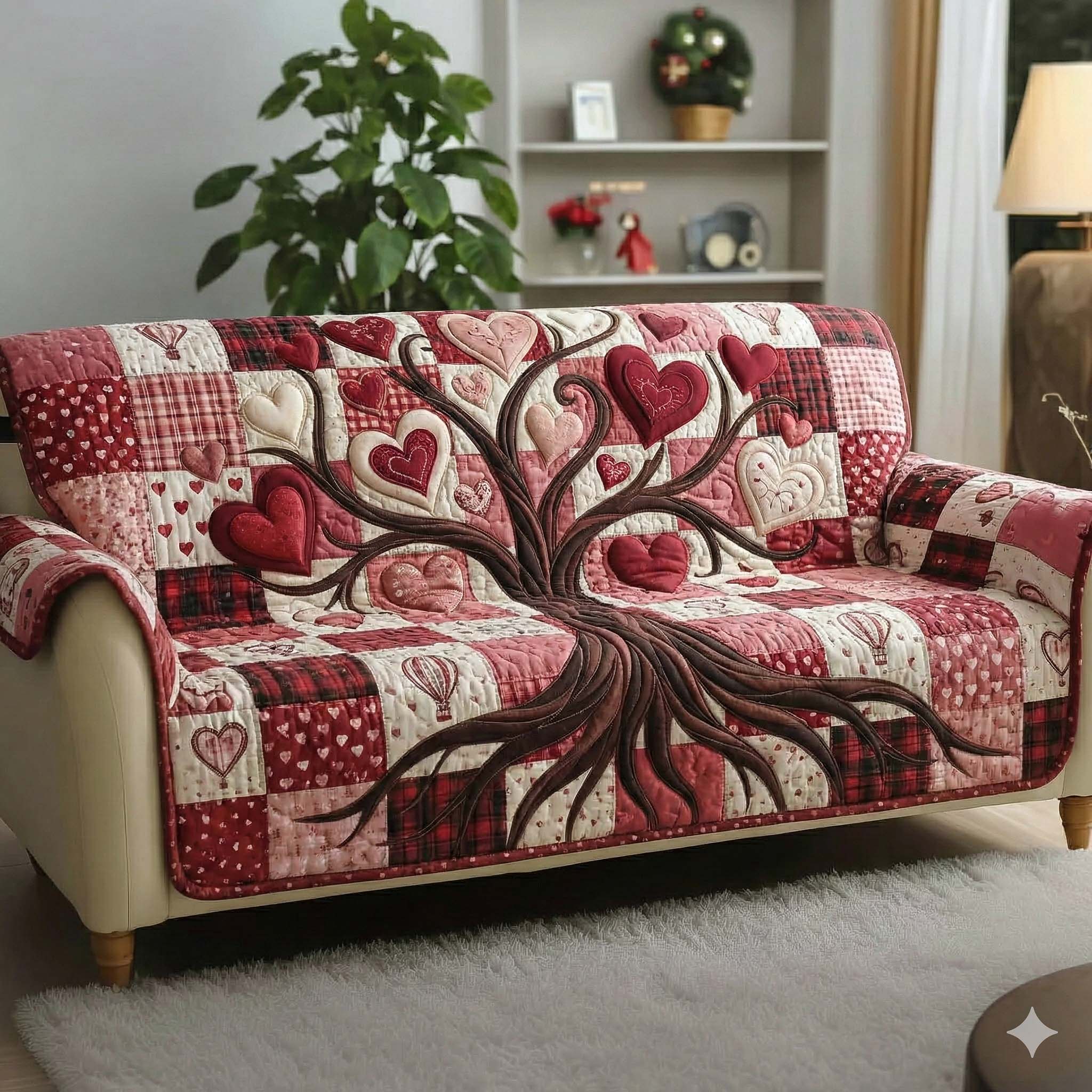 Ancestral Axis Quilted Sofa Cover Tribal Home Couch Cover House Lover Gift Ideas - Tradiviet