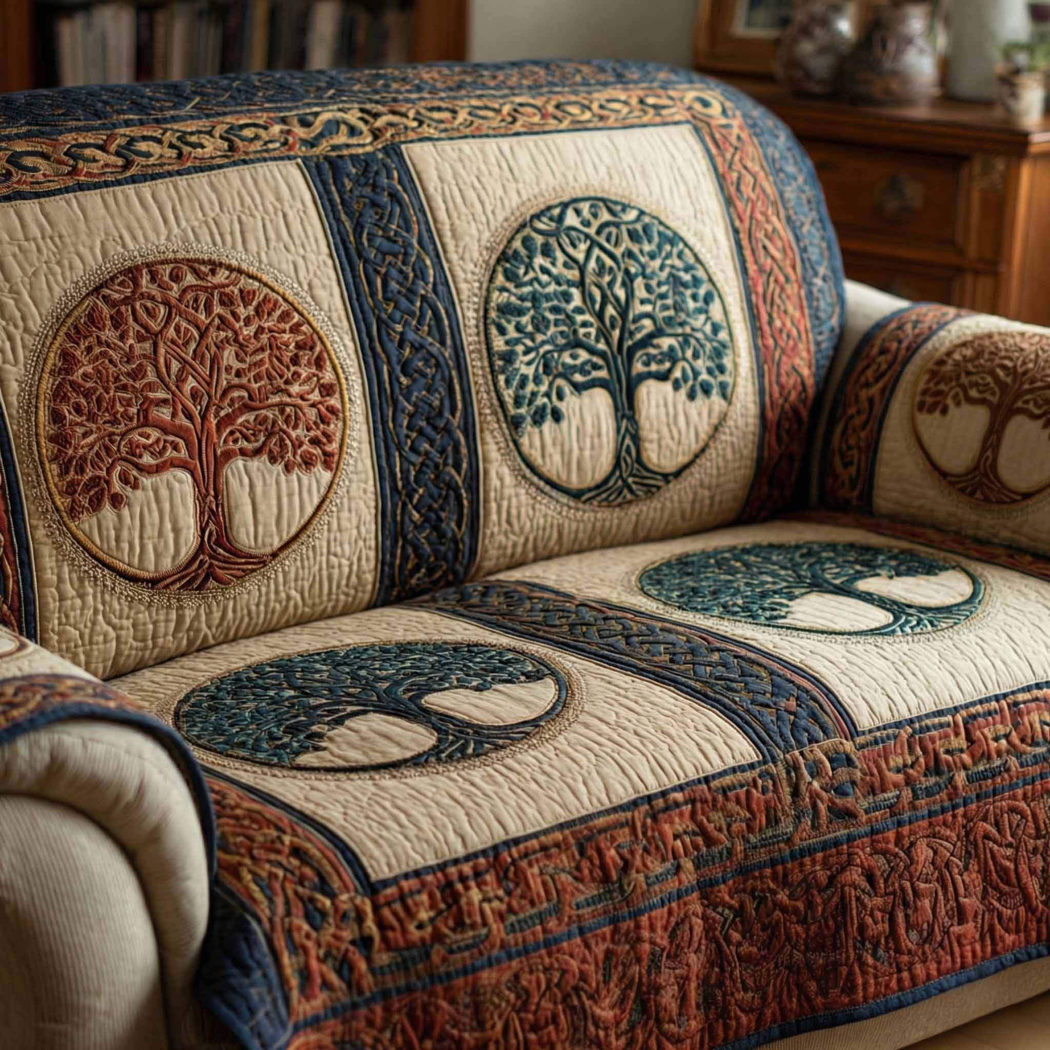 Ancestral Roots Quilted Sofa Cover Best Sofa Slipcovers Tree Of Life Gifts Mother'S Day - Tradiviet