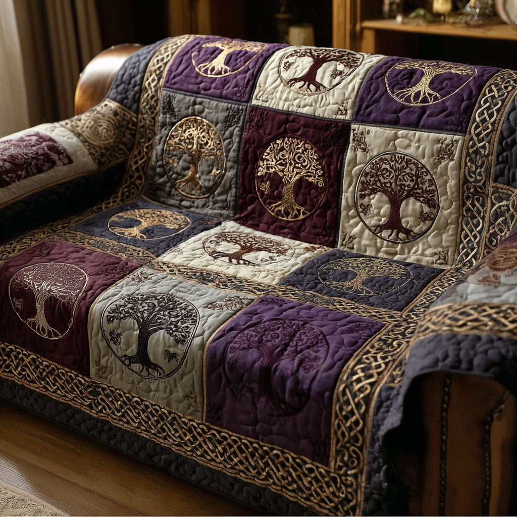 Ancestral Tree Quilted Sofa Cover Furniture Protectors For Sofas Tree Of Life Gifts For Grangarents - Tradiviet