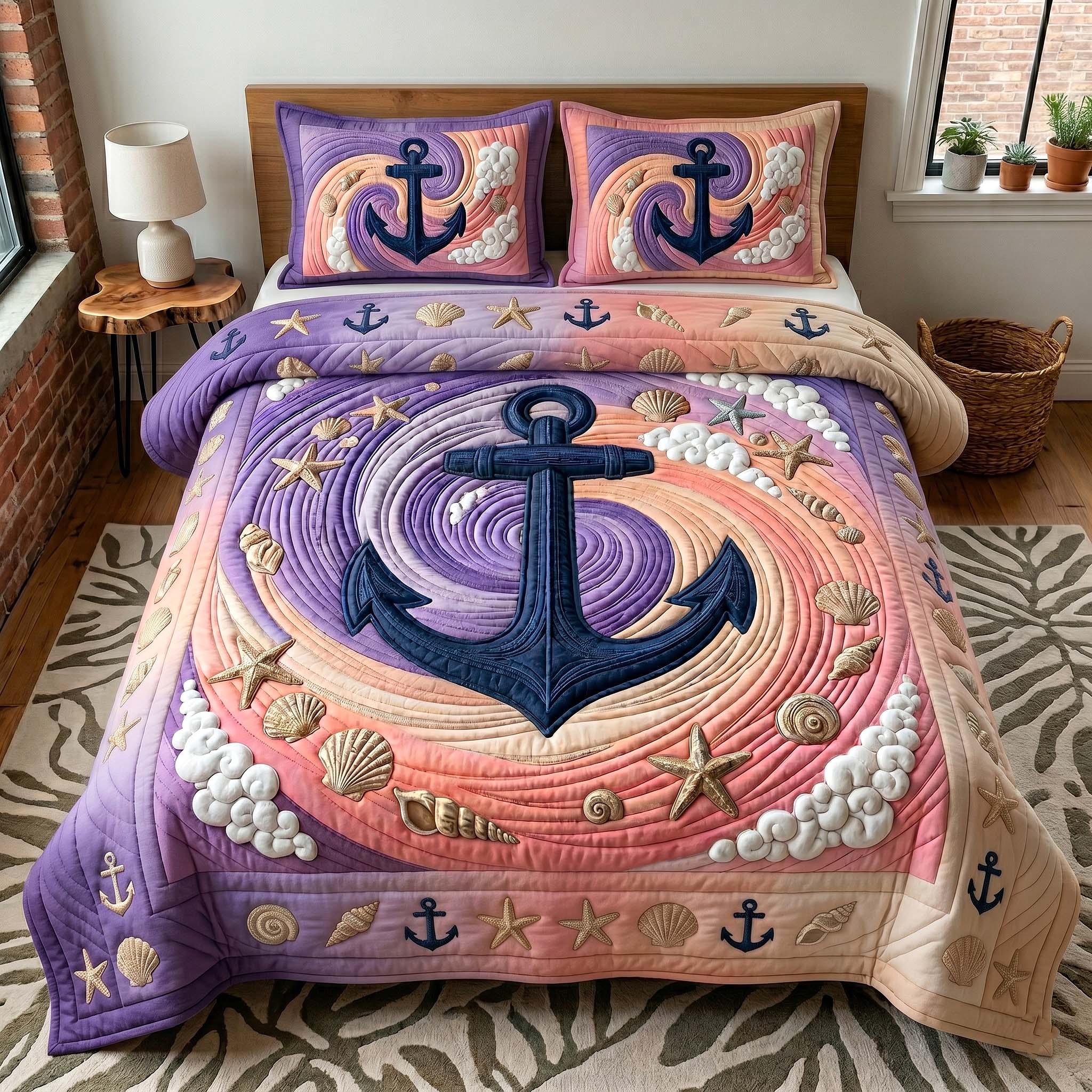 Anchor Breeze Quilted Bedding Set Anchor Breeze Calm Gift For Breeze Friends - Tradiviet