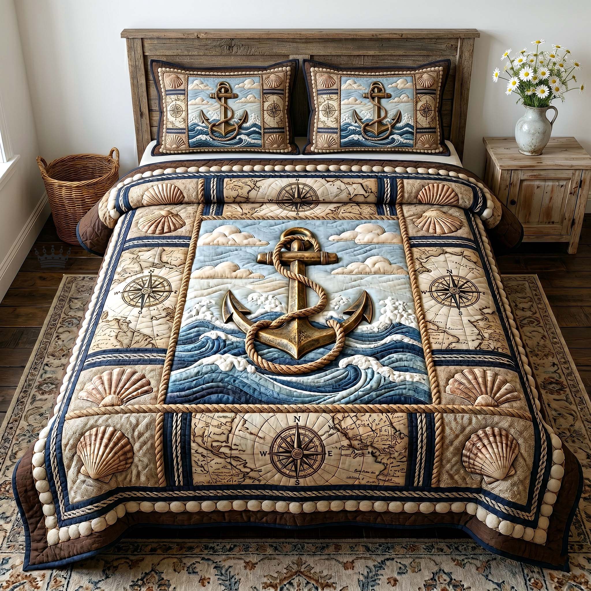 Anchor Breeze Quilted Bedding Set Anchor Breeze Coverlet Gift For Anchor Breeze - Tradiviet