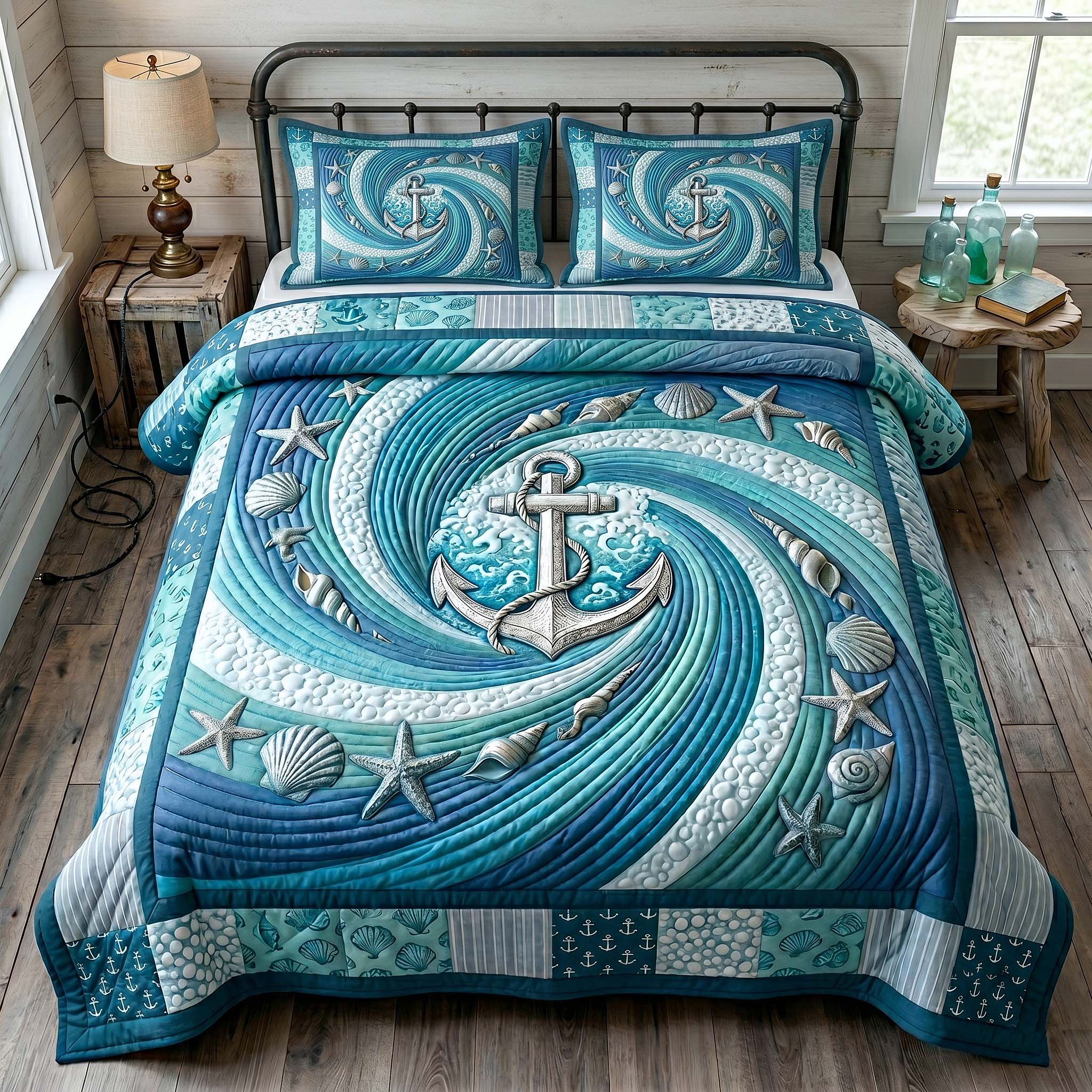 Anchor Breeze Quilted Bedding Set Anchor Breeze Garden Gift For Breeze Family - Tradiviet