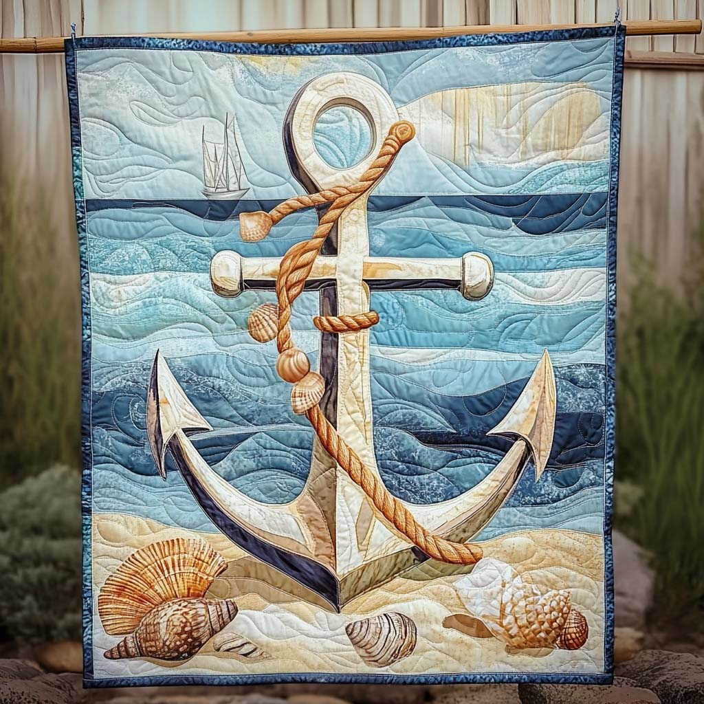 Anchor Serenity Quilted Blanket Aesthetic Room Decor Gift For Brother - Tradiviet