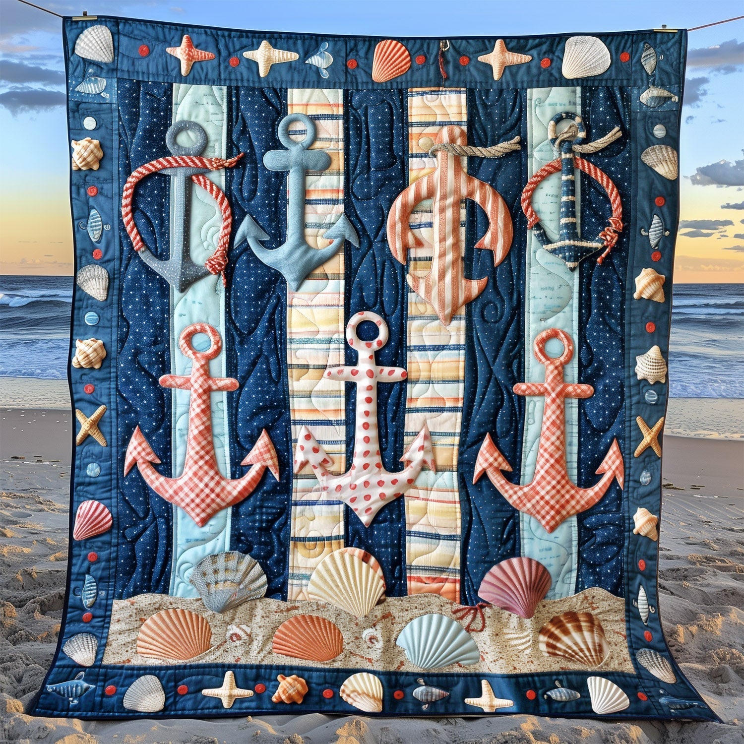 Anchored Bliss Quilted Blanket Cute Room Decor Gift For Daughter - Tradiviet