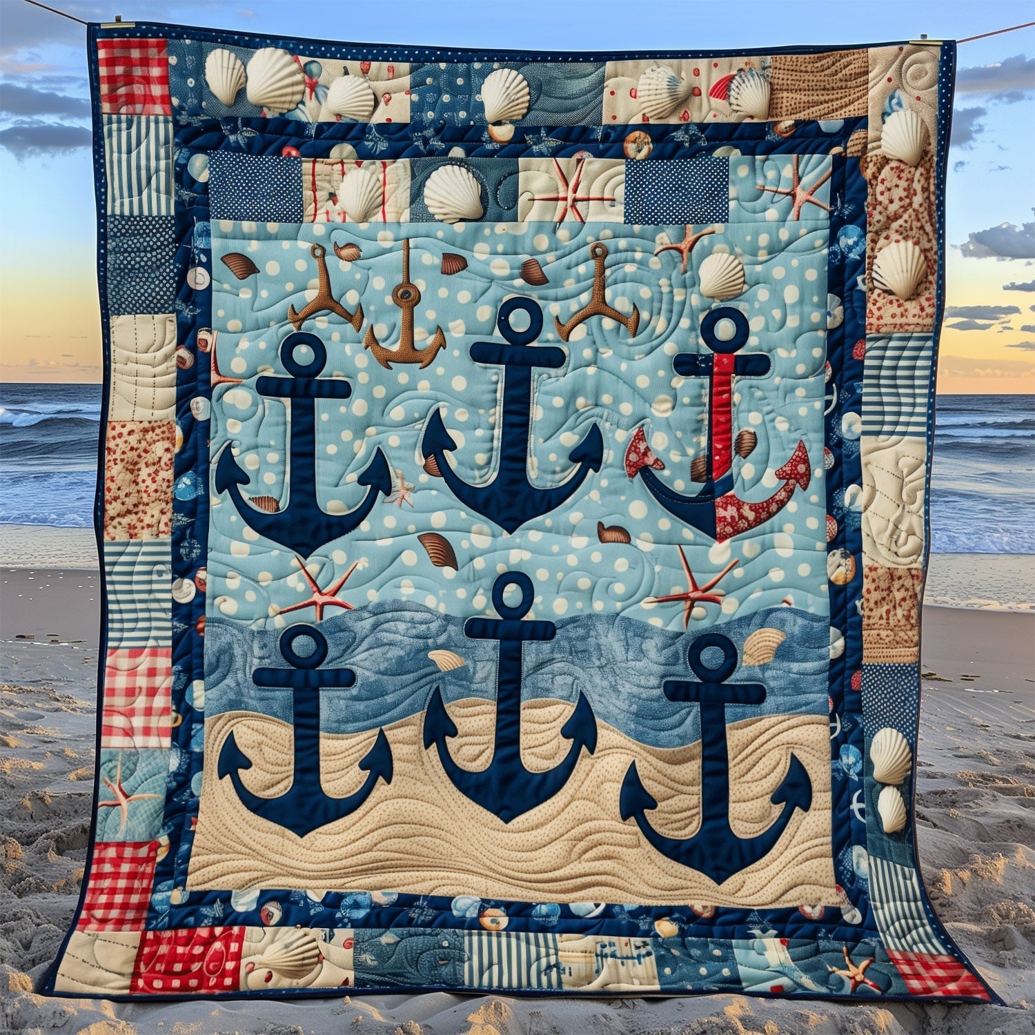 Anchored Serenity Quilted Blanket Bed Room Decoration Gift For Aunt - Tradiviet