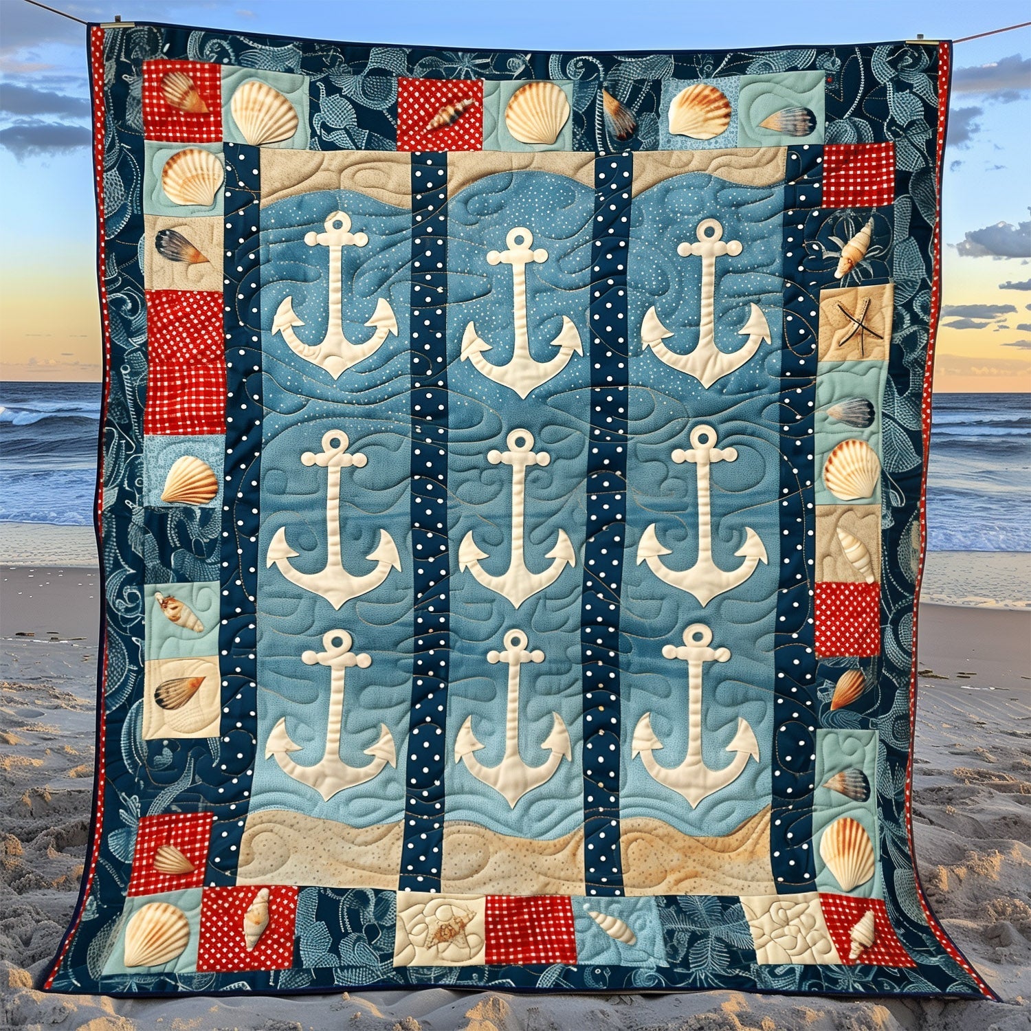Anchors At Rest Quilted Blanket Mens Bedroom Decor Gift For Uncle - Tradiviet
