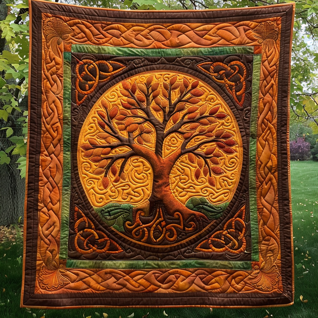 Ancient Celtic Tree Quilted Blanket Room Decoration Items Gift For Nana - Tradiviet