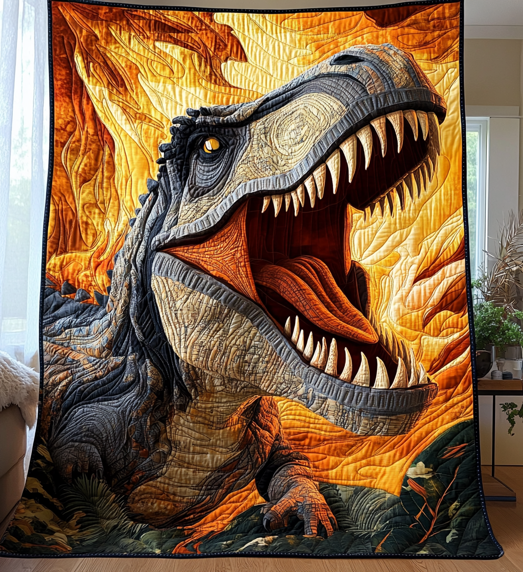 Ancient Roar Art Quilted Blanket Holiday Room Decor Gift For Bestie - Tradiviet