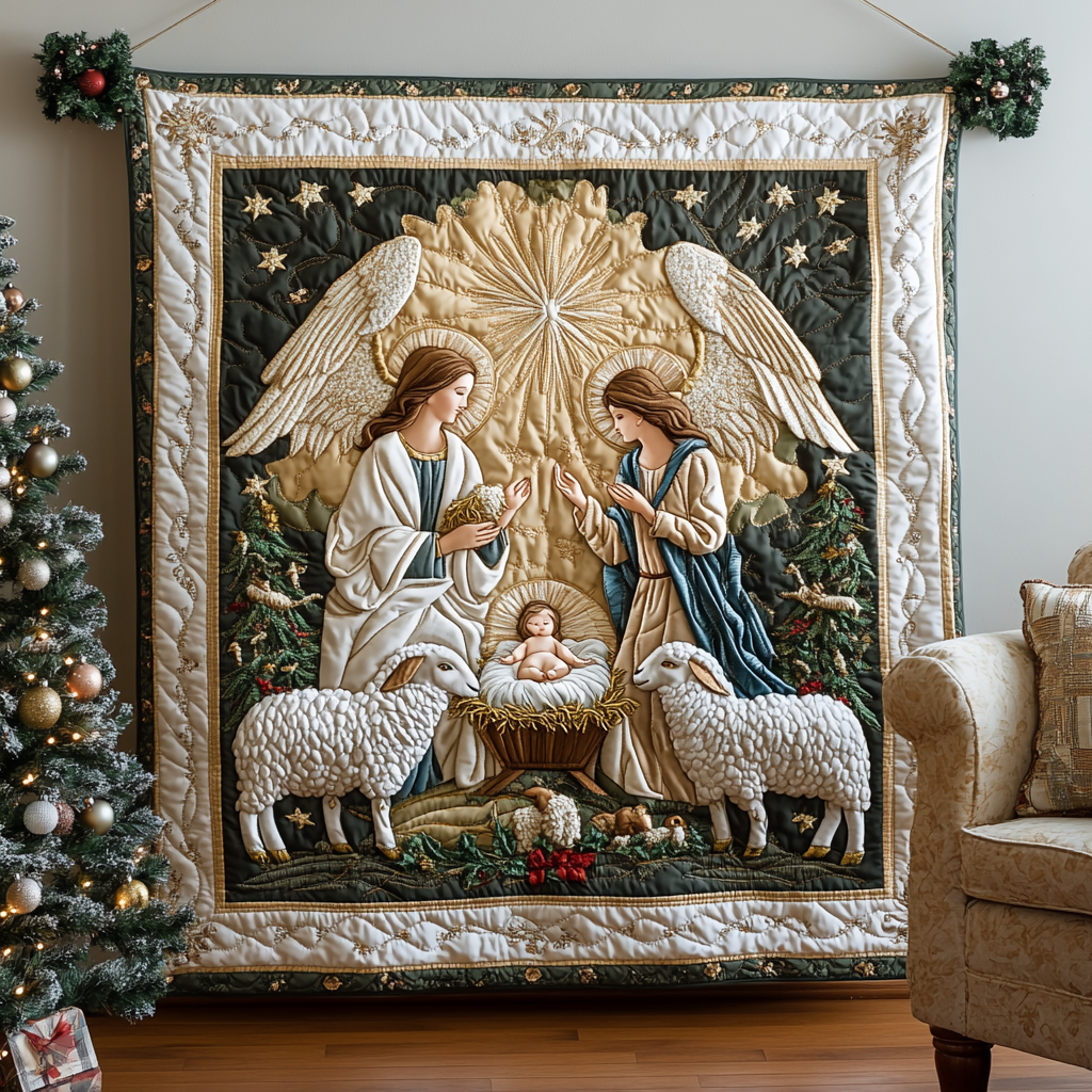 Angel Blessing Quilted Blanket Room Decorations Gift For Him - Tradiviet