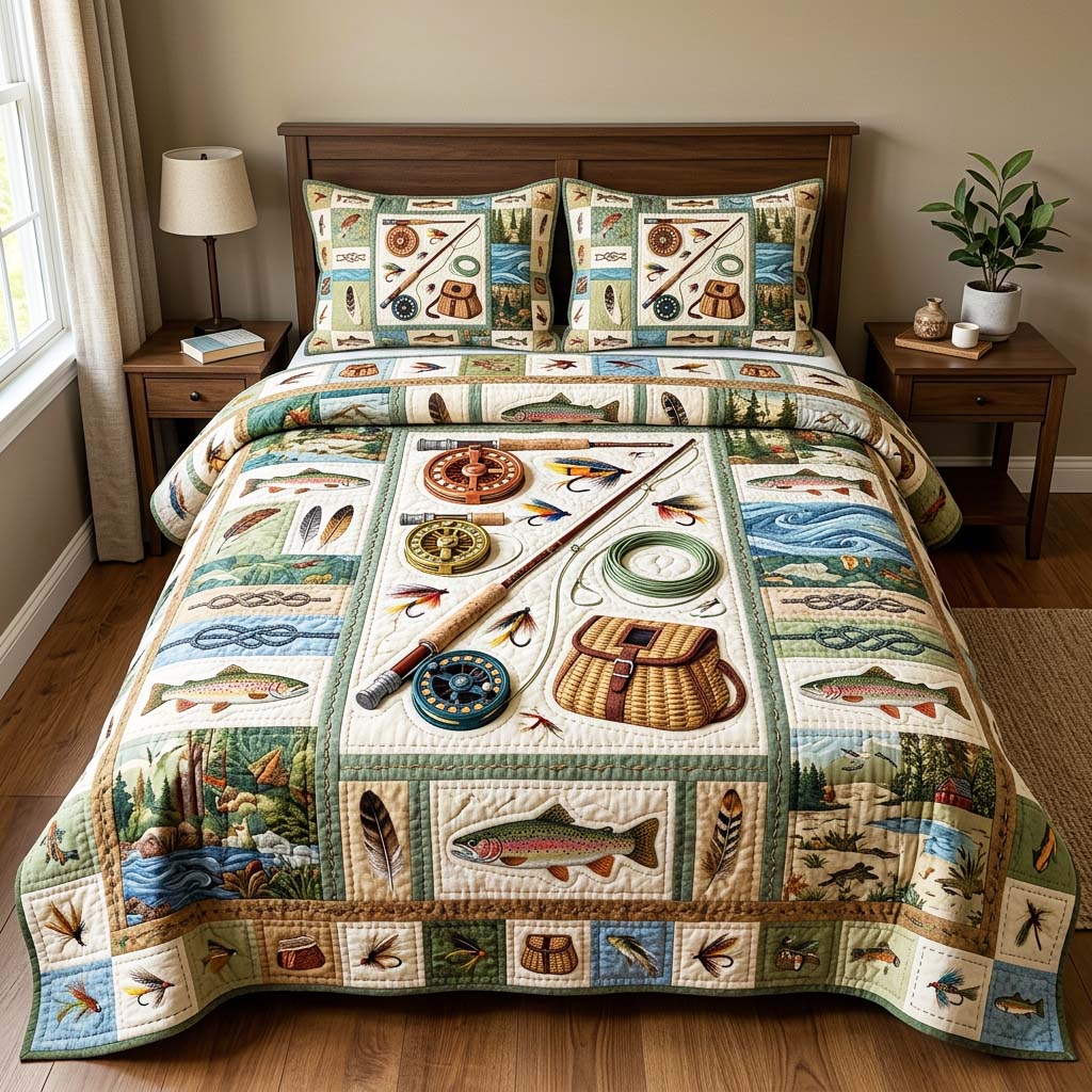 Angler Kit Quilted Bedding Set Angler Kit Freedom Gift For Angler Kit - Tradiviet