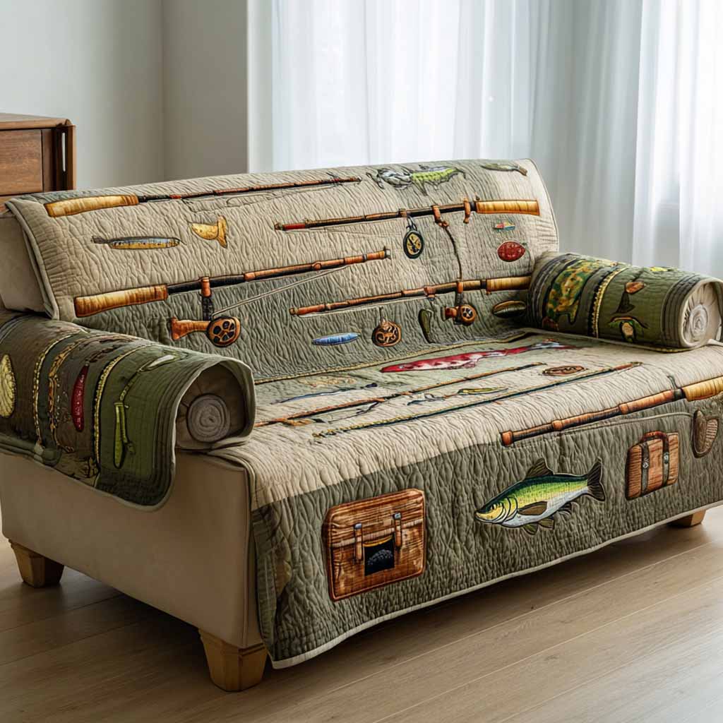 Angler Tools Quilted Sofa Cover Seasonal Room Decor Gifts For Home Decor - Tradiviet