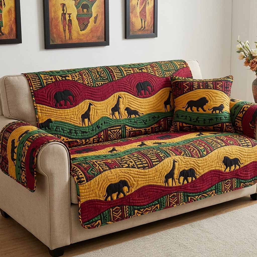 Animal Stripe Quilted Sofa Cover Elegant Home Room Decor Room Decor Gift Ideas - Tradiviet
