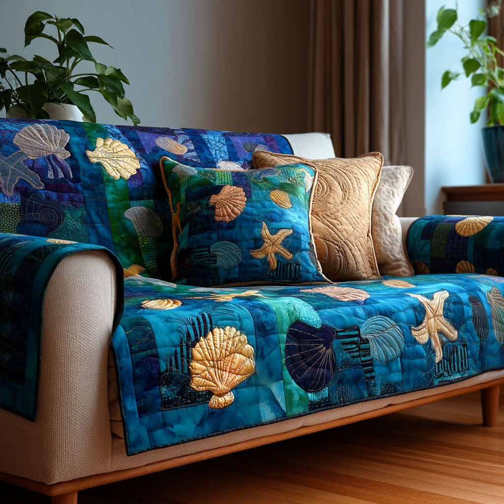 Aqua Calm Quilted Sofa Cover Best Sofa Covers Beach Related Gift Ideas - Tradiviet