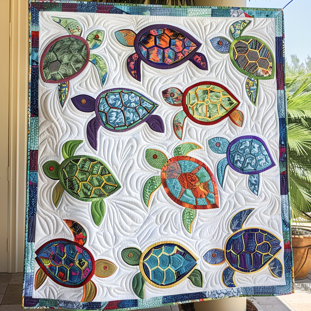 Aqua Life Quilted Blanket July 4 Decor Gift For Housewarming - Tradiviet