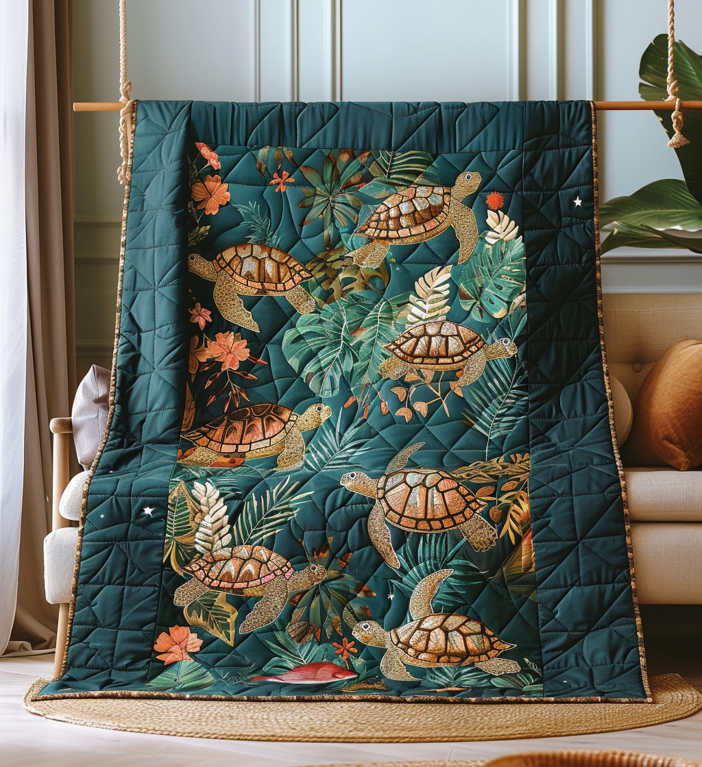 Aqua Oasis Quilted Blanket America Patriotic Gift For Apartment Decor - Tradiviet